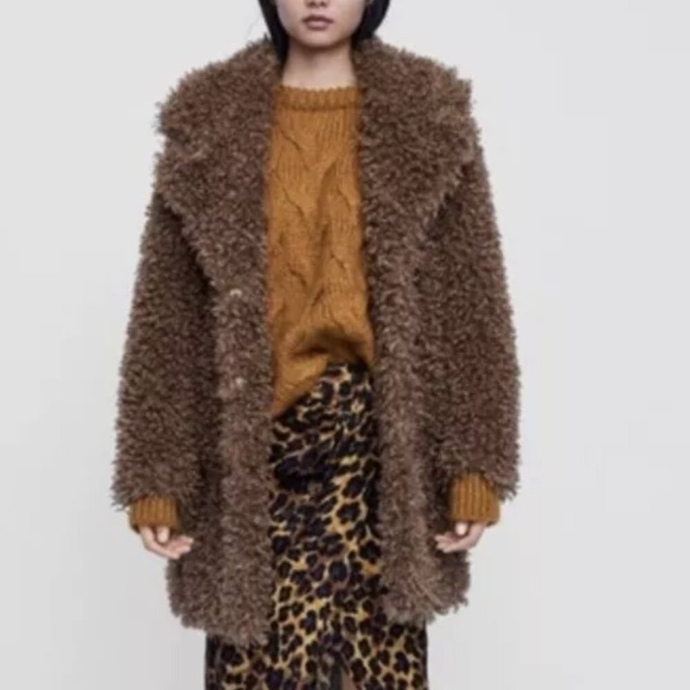 Zara Teddy Coat NWT (xsmall) shaggy sherpa faux fur soft comfy chic blogger fav